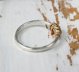 Gold Wrapped Ring with Silver Band - Spun Gold by Dreaming Tree Creations