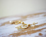 pearl dangle gold earrings double hoop