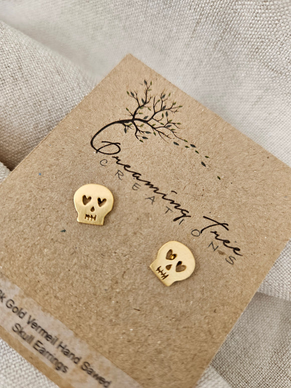 Gold Vermeil Skull Earrings