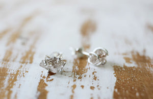 crystal quartz post earrings silver
