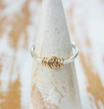 Gold Wire Wrapped and Sterling Silver Artisan Ring