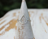 teardrop shaped silver ring called "Gypsy Tears" by dreaming tree creations