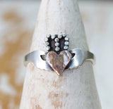sterling silver and gold modern claddagh ring