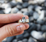 Men's All Silver Handcrafted Modern Claddagh Ring