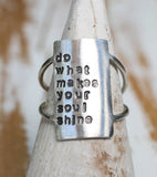 silver statement ring with your personalized quote
