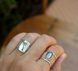 palm tree ring and labradorite ring by dreaming tree creations