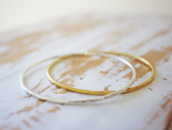 Wax and Wane Bangle Bracelets, Sterling Silver and Gold Vermeil